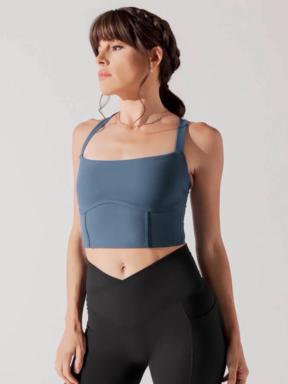 Daphne Corset Crop Top - Indigo Teal